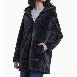 NEW, Blue Duck Hooded Genuine Shearling Jacket in Charcoal Sz M  #DC602